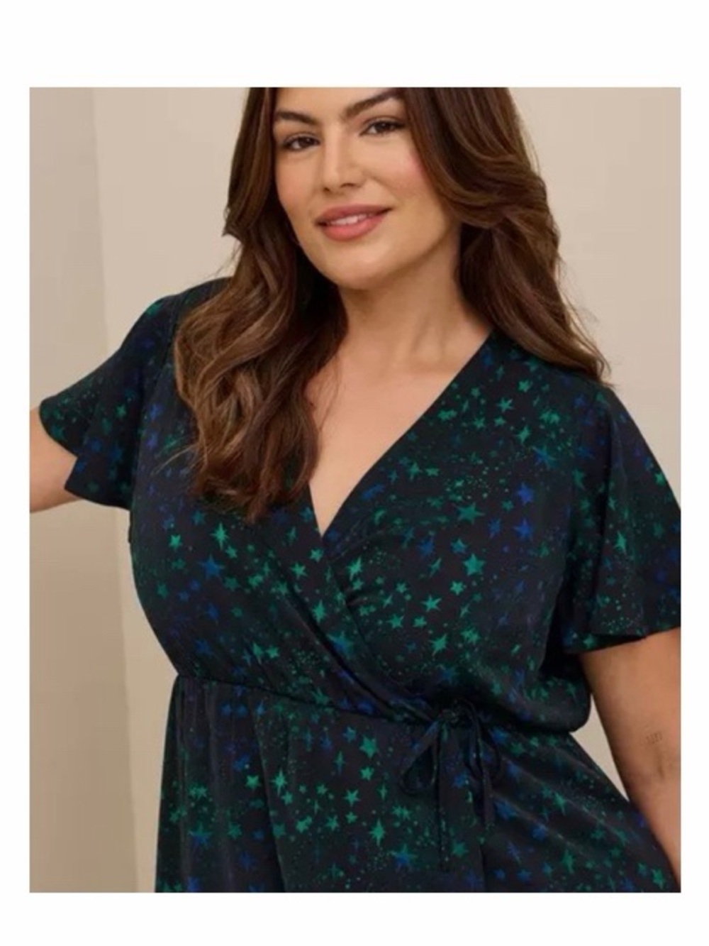 Torrid Midi Studio Crepe De Chine Surplice Wrap Dress - Picture 6 of 8